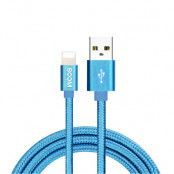 BOOM - Nylon USB till Lightning Kabel, 2.1A, 1M - Blå