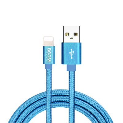 BOOM - Nylon USB till Lightning Kabel, 2.1A, 1M - Blå