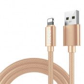 BOOM - Nylon USB till Lightning Kabel, 2.1A, 1M - Gold