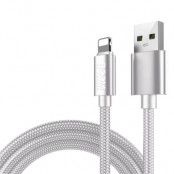 BOOM - Nylon USB till Lightning Kabel, 2.1A, 1M - Vit