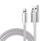 BOOM - Nylon USB till Lightning Kabel, 2.1A, 3M - Vit