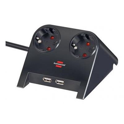 Brennenstuhl Desktop-Power, 2xCEE7/4, 2xUSB 2,1A, 1,8m kabel, svart