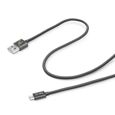 Celly Tygbeklädd MicroUSB-kabel - Svart