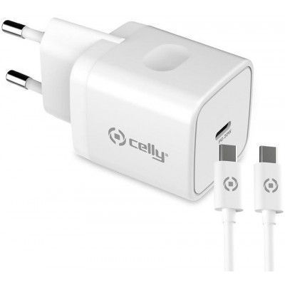 Celly Väggladdare 20W med USB-C-kabel