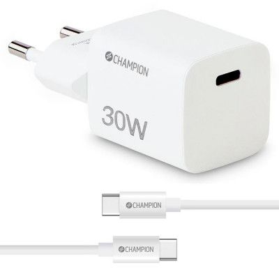 Champion Snabbladdare 30W + USB-C Kabel - Vit