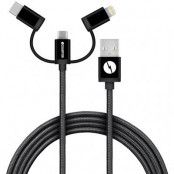 CHAMPION USB kabel 3-in-1 1,5m - Svart