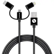 CHAMPION USB kabel 3-in-1 1.5m - Svart