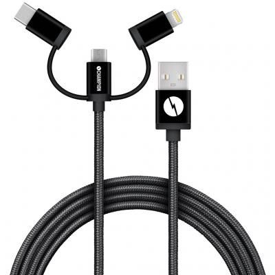 CHAMPION USB kabel 3-in-1 1.5m - Svart