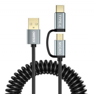 Choetech 2in1 USB Till Micro USB/Typ-C Kabel 1.2m - Svart