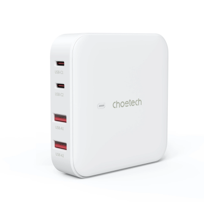 Choetech GaN Snabbladdare 100W 2xUSB-A 2xUSB-C - Vit