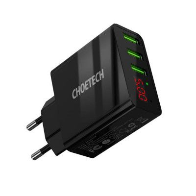 Choetech Laddare 3x USB Typ A 5V/3A - Svart