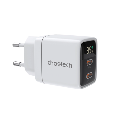 Choetech USB-C USB-C Väggladdare PD 35W GaN - Vit