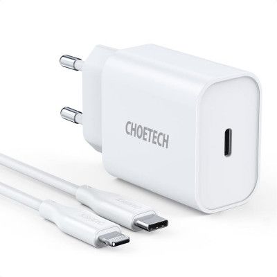 Choetech Väggladdare Typ-C 20W Lightning Kabel 1.2m  - Vit