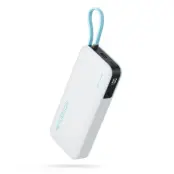 Cuktech Powerbank 20000 mAh 55W med Integrerad Kabel - Vit