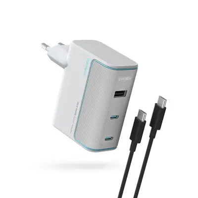 Cuktech Snabbladdare 100W GaN 2xUSB-C 1xUSB-A med Kabel AD1003EU - Vit