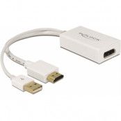 DeLOCK adapter, HDMI hane till DP hona, USB Typ A ha, 0,2m, vit