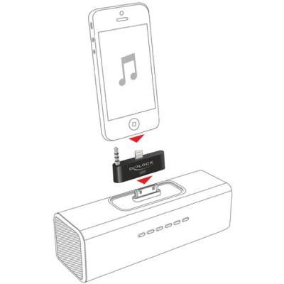 DeLOCK adapter, Lightning ha och 3,5mm minitele ha till Apple 30-pin ho, för iPh