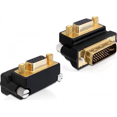DeLOCK DVI-I till VGA-adapter, 24+5 ha - 15-pin ho, vinklad