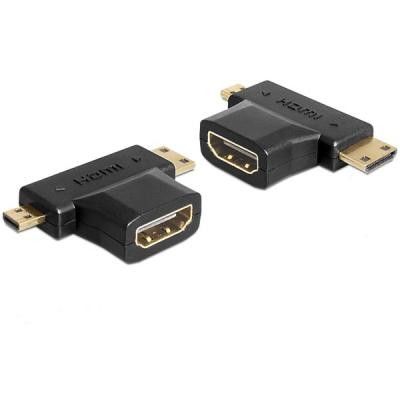 DeLOCK HDMI adapter, hona till mini-HDMI/micro-HDMI, svart