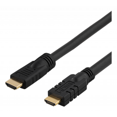 DELTACO aktiv HDMI kabel Guldpläterade 10m - Svart
