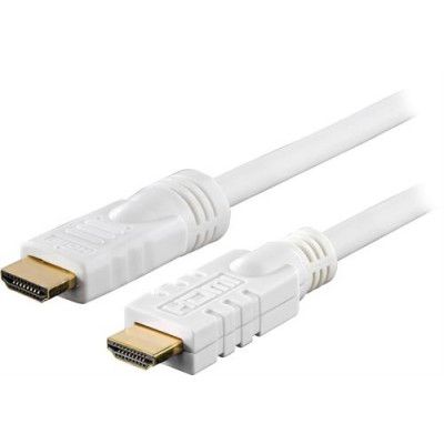 DELTACO aktiv HDMI kabel Guldpläterade 25m - Vit