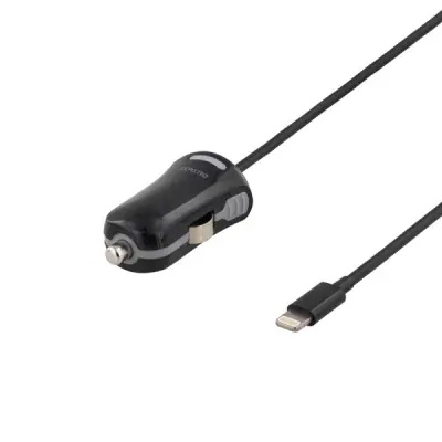 DELTACO Billaddare med lightning-kontakt, MFi, 1m, svart