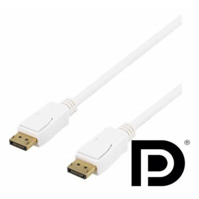 Deltaco DisplayPort Kabel, 2m - Vit