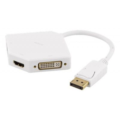 Deltaco DisplayPort till DVI / HDMI / VGA Adapter - Vit