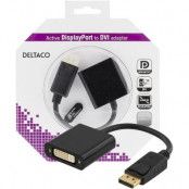 DELTACO DisplayPort till DVI-D Single Link adapter, 20-pin hane - 24+5-pin hona,
