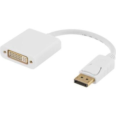 DELTACO DisplayPort till DVI-D Single Link adapter, 20-pin hane - 24+5-pin hona,