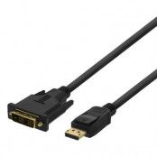 DELTACO DisplayPort till DVI-D Single Link Monitorkabel, 2m - Svart
