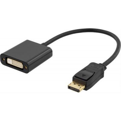 DELTACO DisplayPort till DVI-I Dual Link adapter , 0.2m - Svart