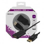 Deltaco DisplayPort till HDMI 2.0b Kabel 1m - Svart