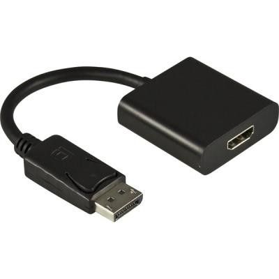 DELTACO DisplayPort till HDMI-adapter med ljud, 20-pin ha - 19-pin ho, 0,2m, sva