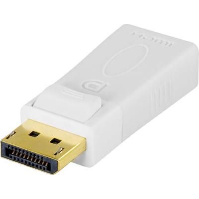 DELTACO DisplayPort till HDMI adapter med ljud, 20-pin ha - 19-pin ho, vit