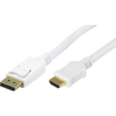 Deltaco DisplayPort till HDMI Monitorkabel med Ljud 2m - Vit