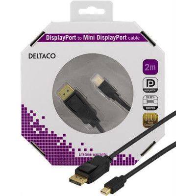 Deltaco DisplayPort till Mini Displayport kabel 2m - Svart