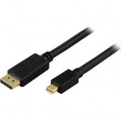 DELTACO DisplayPort till Mini Displayport kabel 30Hz, 2m - Svart