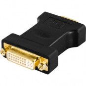 DELTACO DVI-adapter, DVI-I Single Link - VGA, 24+5-pin ho - 15-pin ha, guldpläte