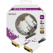 Deltaco DVI Dual Link Monitorkabel 2m - Vit