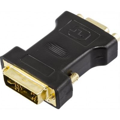Deltaco DVI-I Single Link - VGA Adapter - Svart