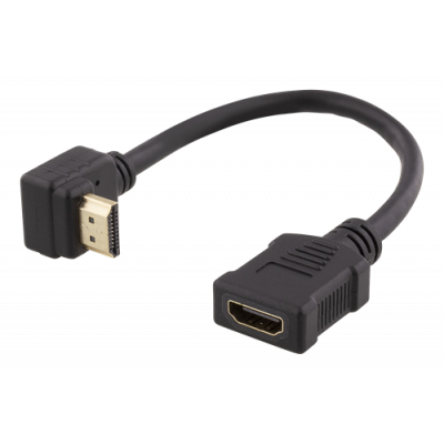 DELTACO Flexibel HDMI-Adapter vinklad höger, 0.2 m - Svart