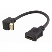 DELTACO Flexibel HDMI-Adapter vinklad ner, 0.2 m - Svart