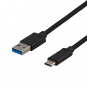 Deltaco Gen1 USB-A till USB-C 3A 60W Kabel 1m - Svart