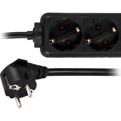 DELTACO grenuttag med 3xCEE 7/4 uttag, 1xCEE 7/7 anslutning, 1,5m kabel, svart