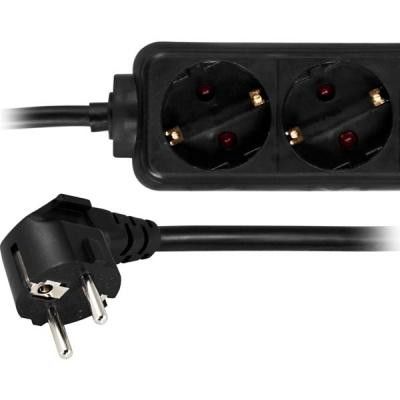 DELTACO grenuttag med 3xCEE 7/4 uttag, 1xCEE 7/7 anslutning, 3m kabel, svart