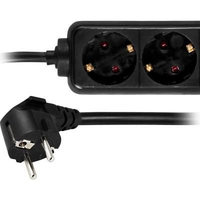 DELTACO grenuttag med 4xCEE 7/4 uttag, 1xCEE 7/7 anslutning, 3m kabel, svart