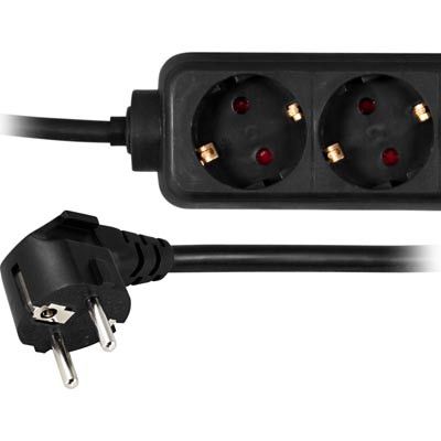 DELTACO grenuttag med 6xCEE 7/4 uttag, 1xCEE 7/7 anslutning, 1,5m kabel, svart