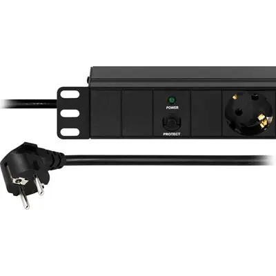 DELTACO Grenuttag med 6xCEE 7/4 uttag, 1xCEE 7/7 anslutning, 19