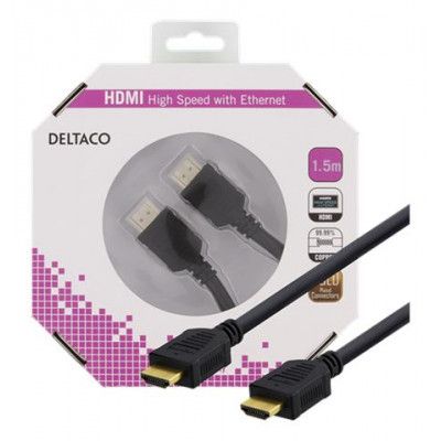 Deltaco Guldpläterade kontakter HDMI kabel 1.5m - Svart